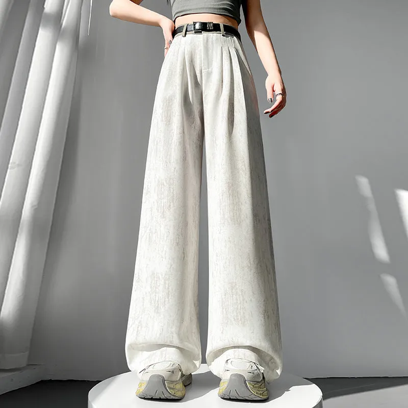 Comfortable and Breathable Wide Leg Pleated Pants with Belted Waist