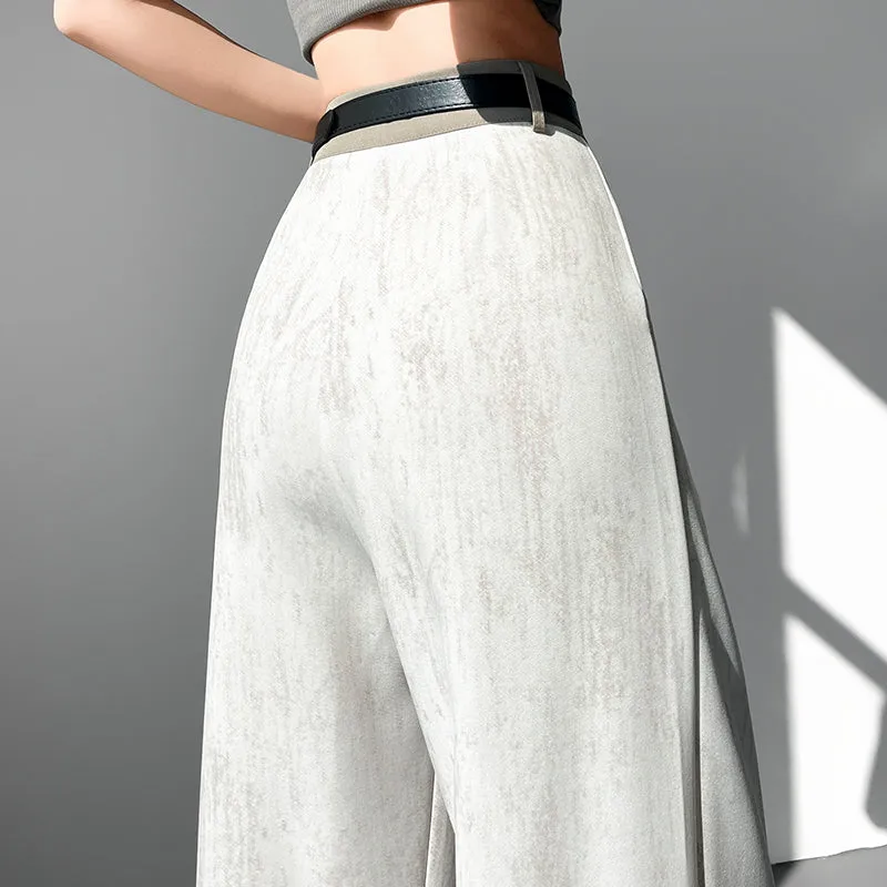 Comfortable and Breathable Wide Leg Pleated Pants with Belted Waist