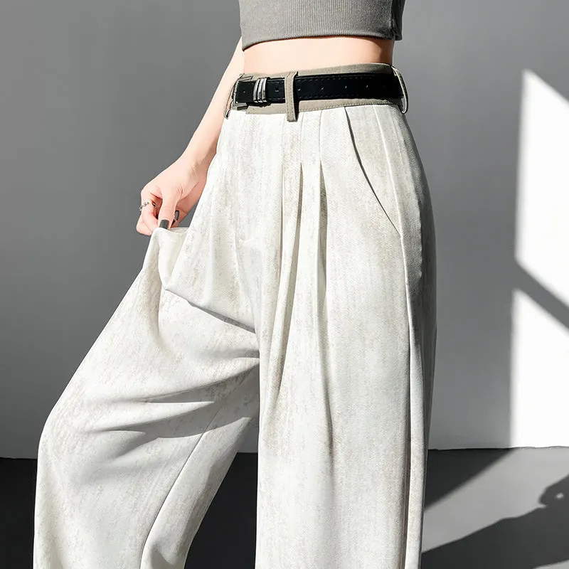 Comfortable and Breathable Wide Leg Pleated Pants with Belted Waist