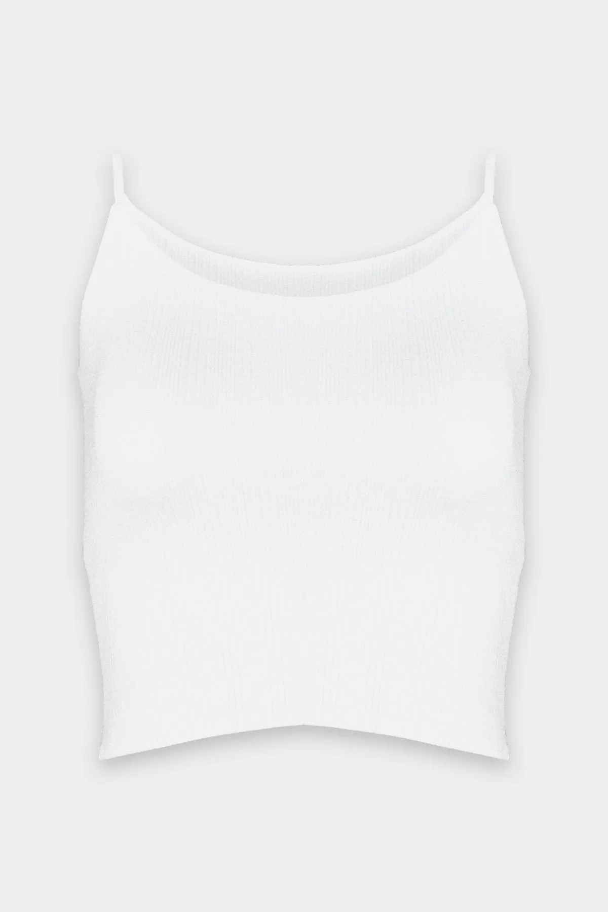 Compact Rib Strappy Cropped Tank in White