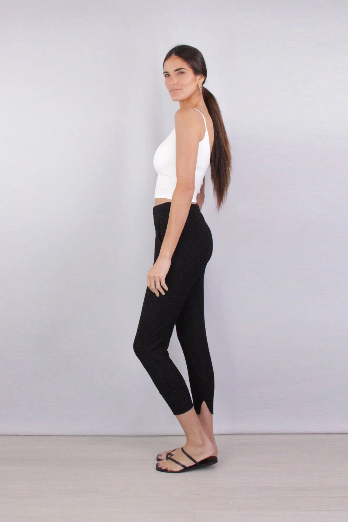 Compact Rib Strappy Cropped Tank in White