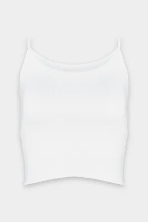 Compact Rib Strappy Cropped Tank in White