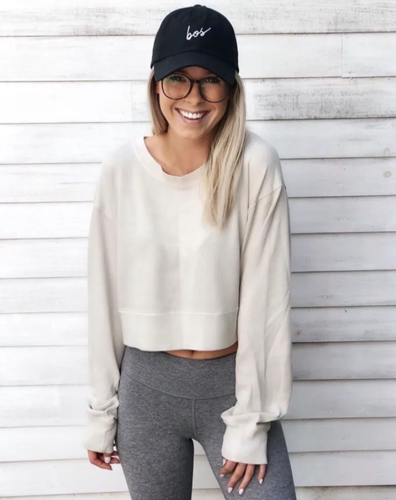 Crew Neck Drop Shoulder Cropped Sweatshirt