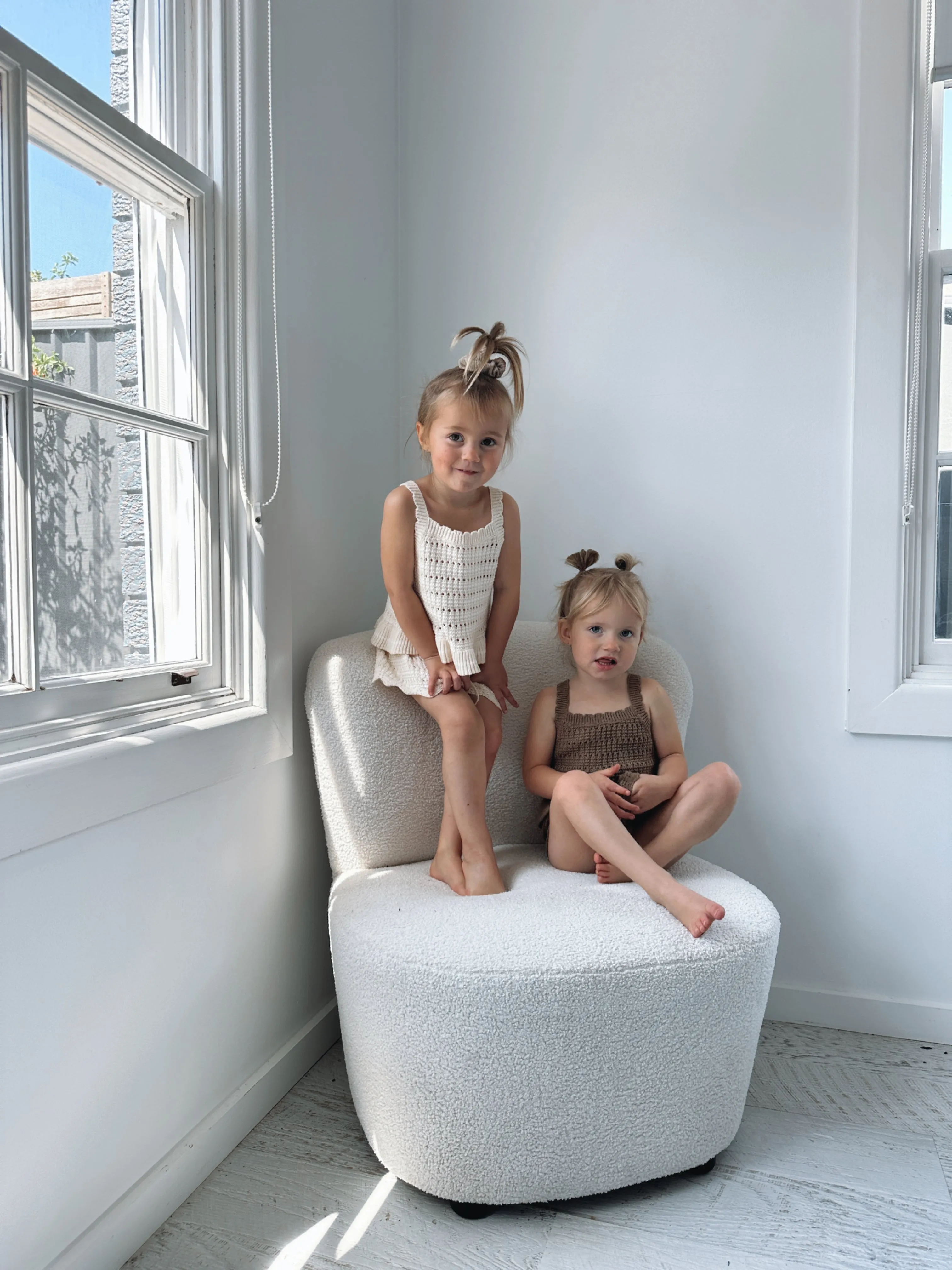 Crochet Tie Up Singlet Top | Buttermilk   Coconut Stripe