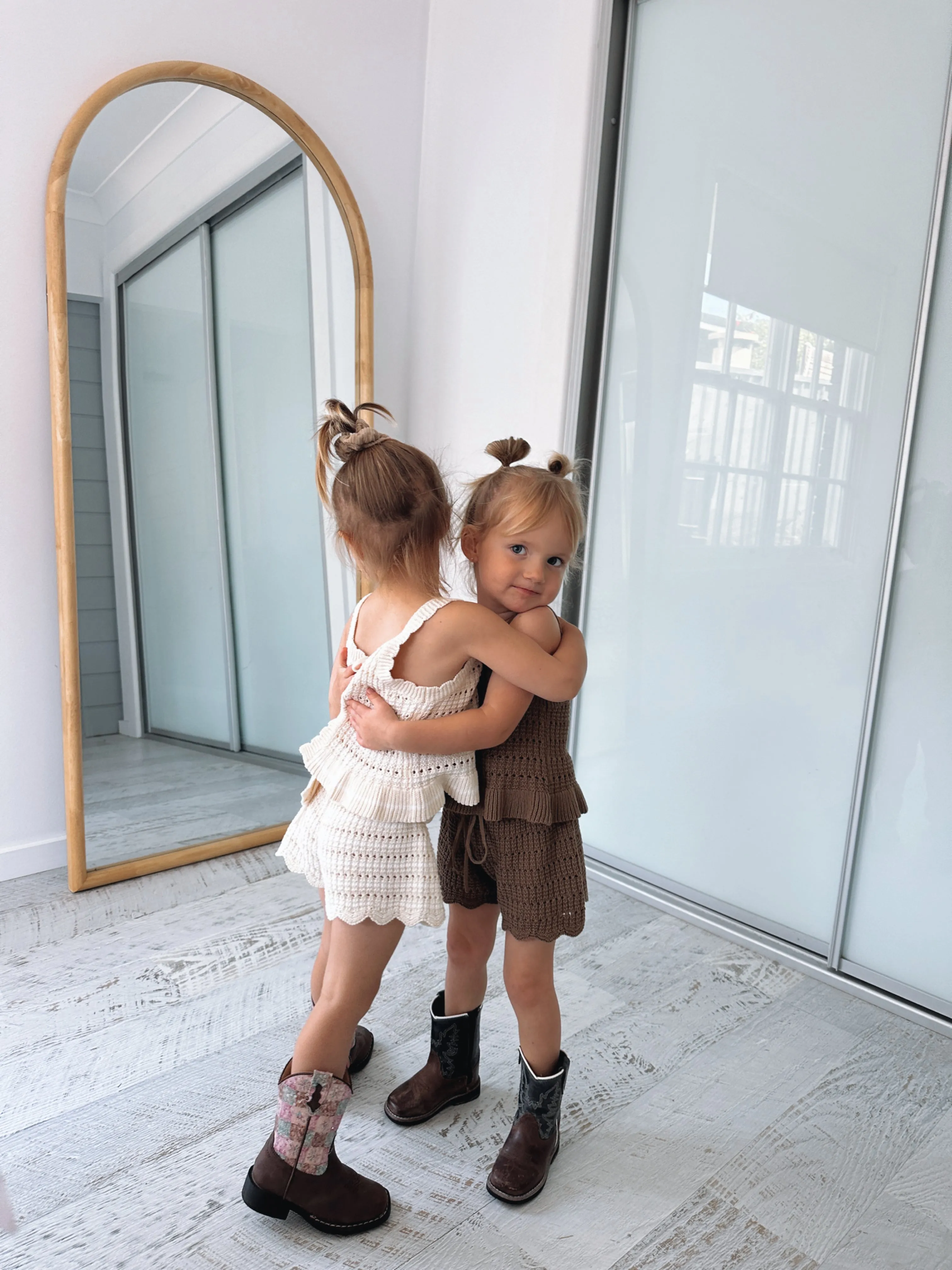 Crochet Tie Up Singlet Top | Buttermilk   Coconut Stripe