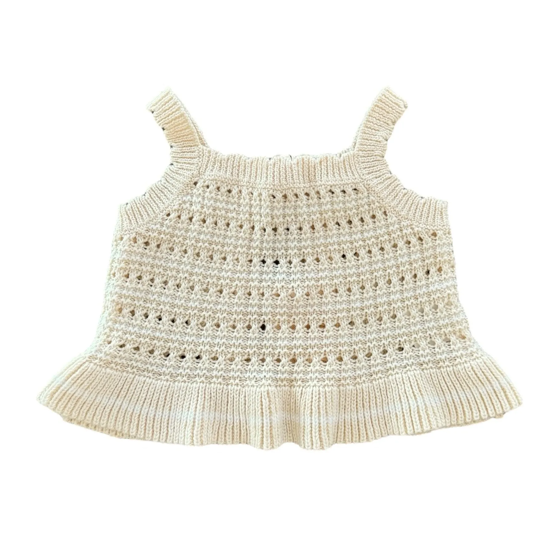 Crochet Tie Up Singlet Top | Buttermilk   Coconut Stripe