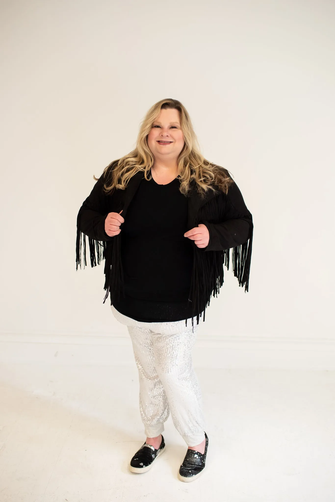 Cropped Fringe Suede Jacket