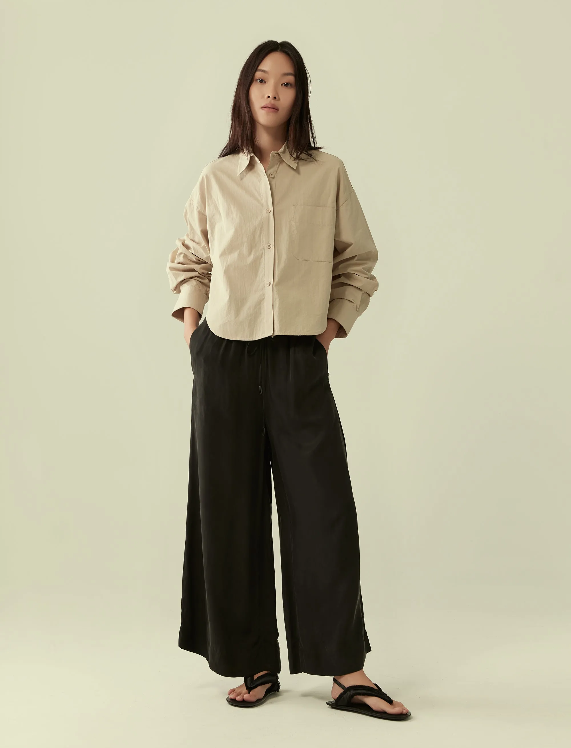 cropped oversized cotton shirt