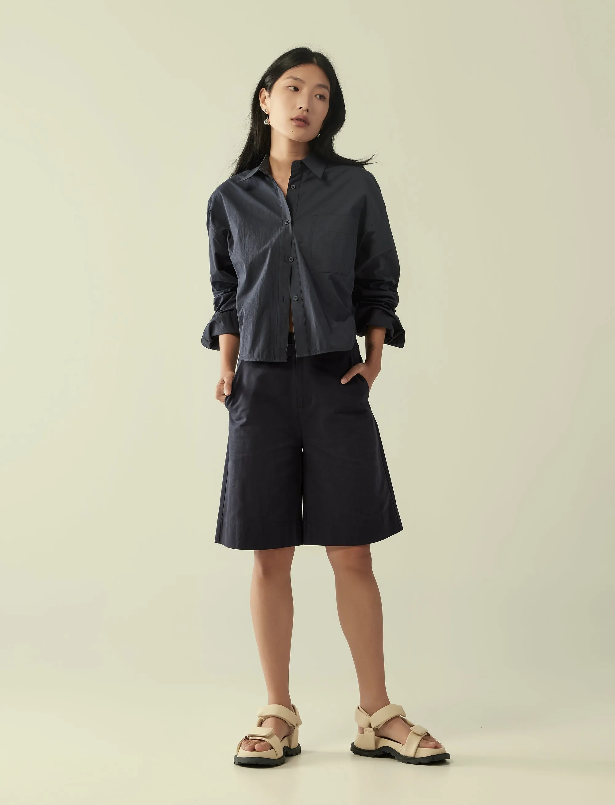 cropped oversized cotton shirt