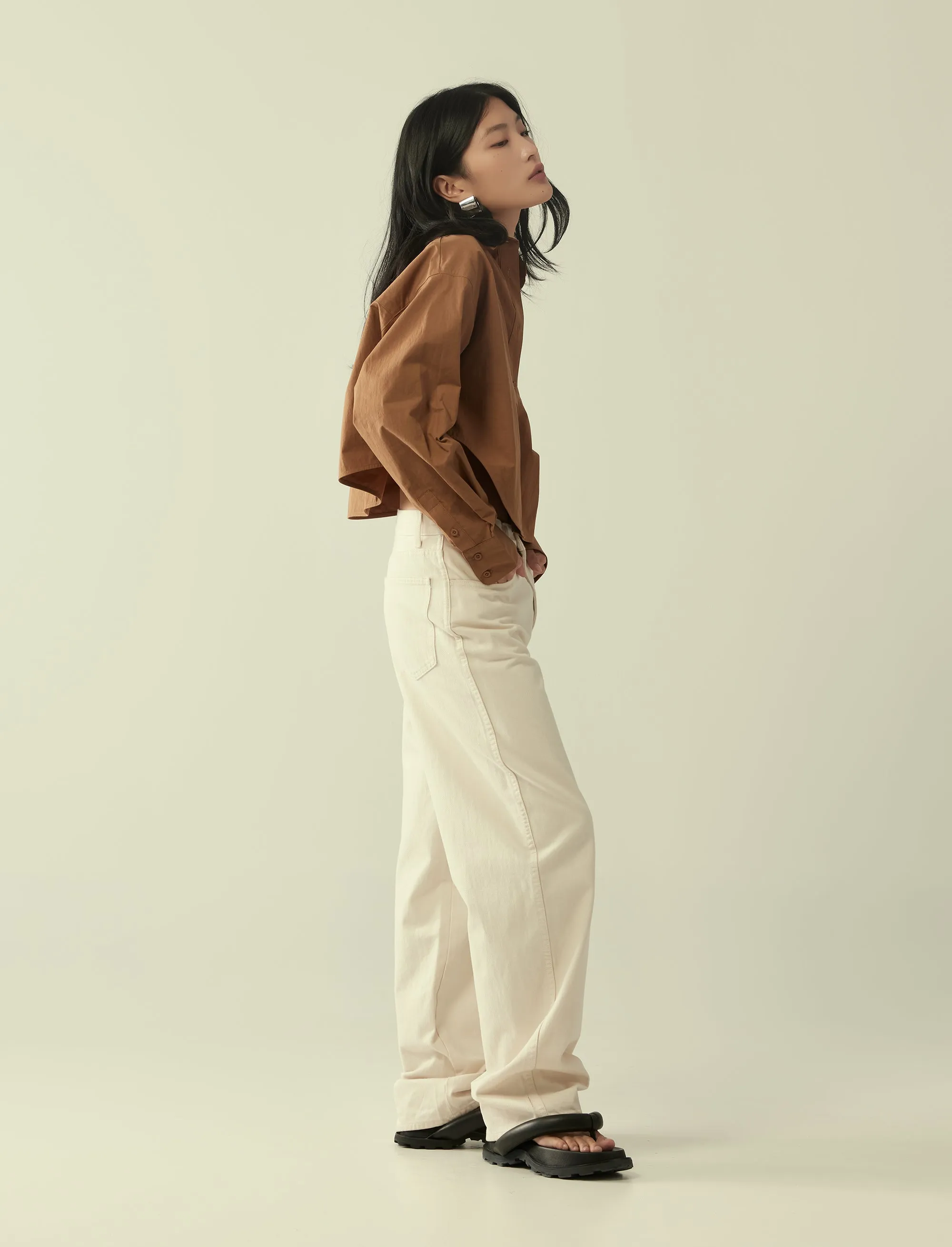 cropped oversized cotton shirt