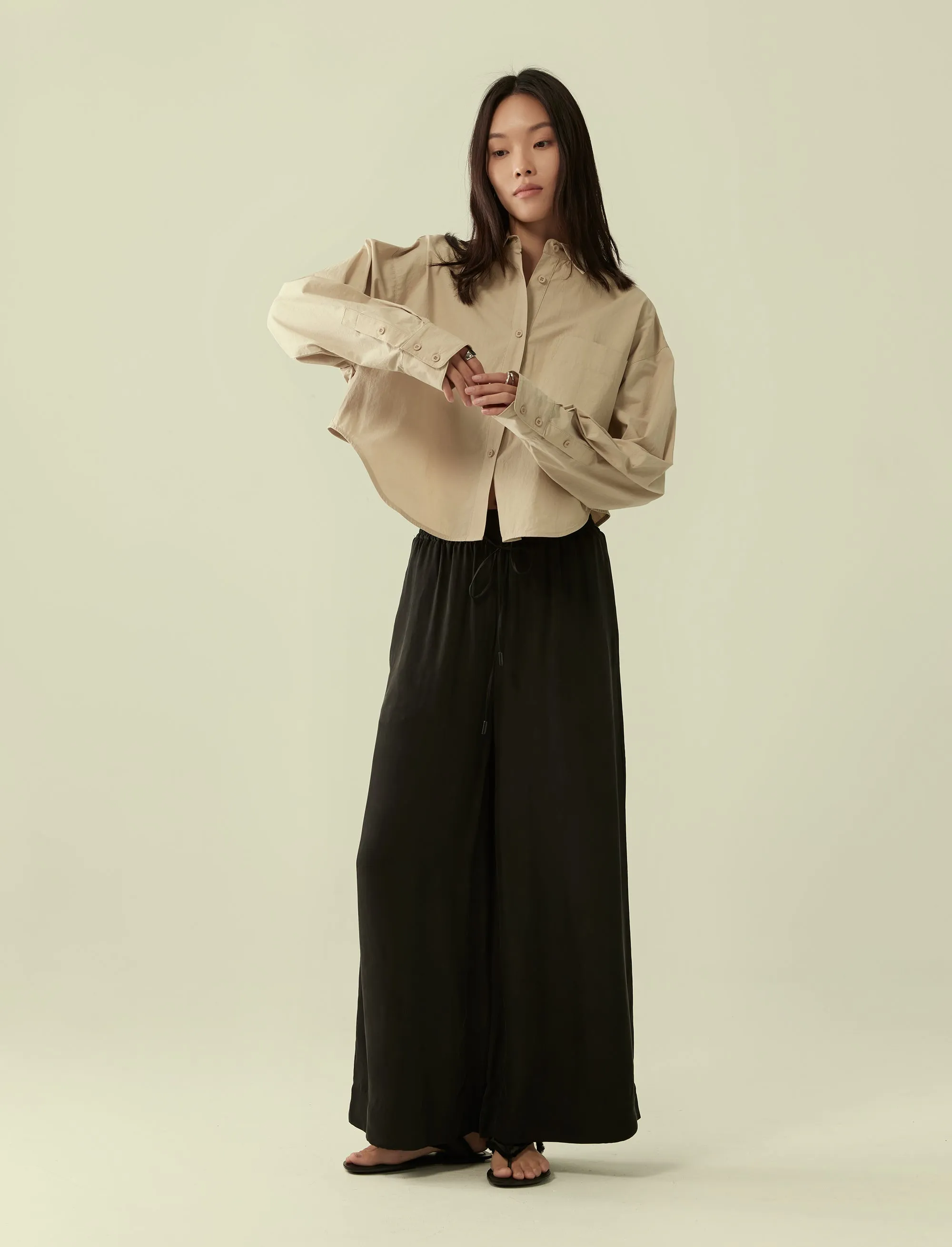 cropped oversized cotton shirt