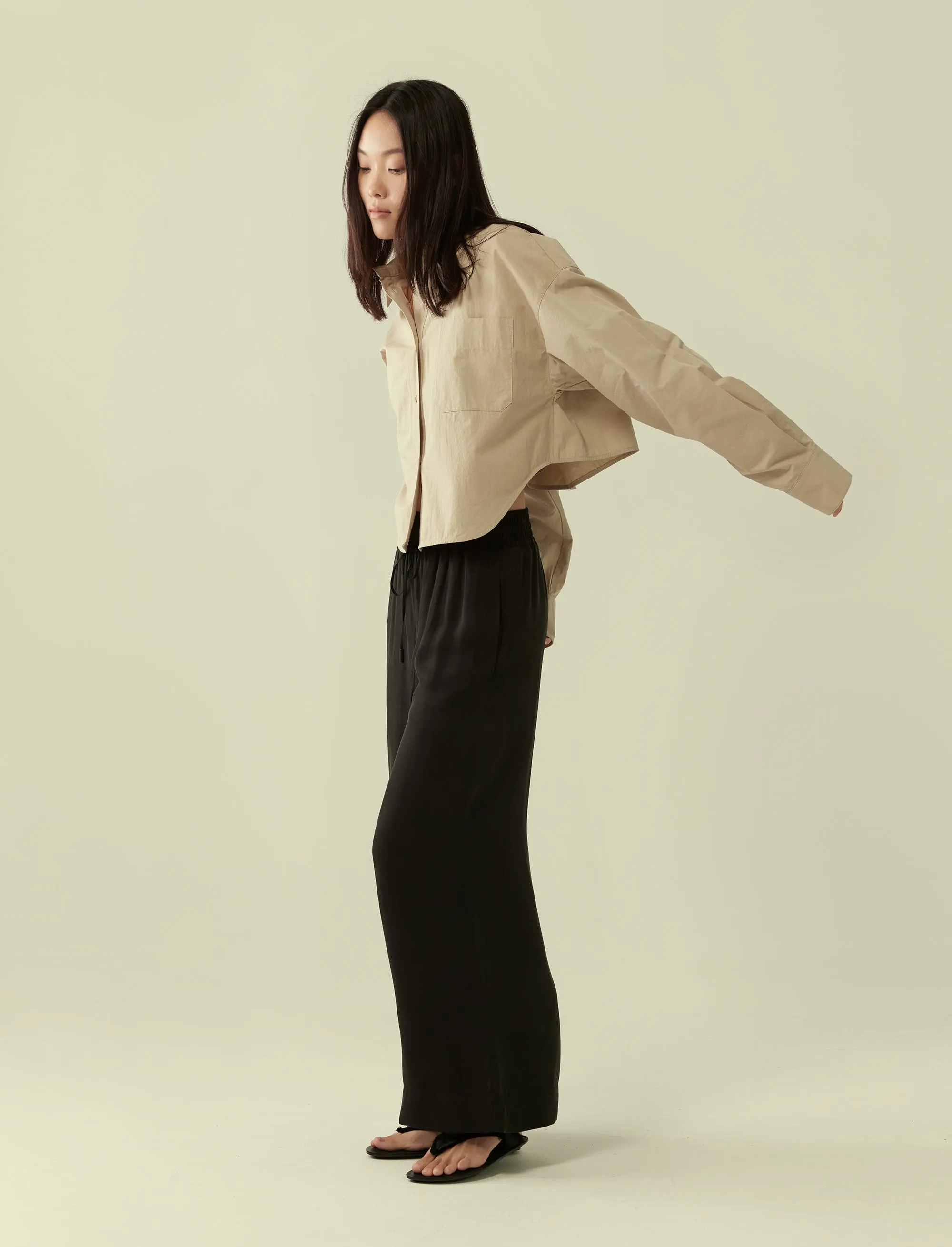 cropped oversized cotton shirt