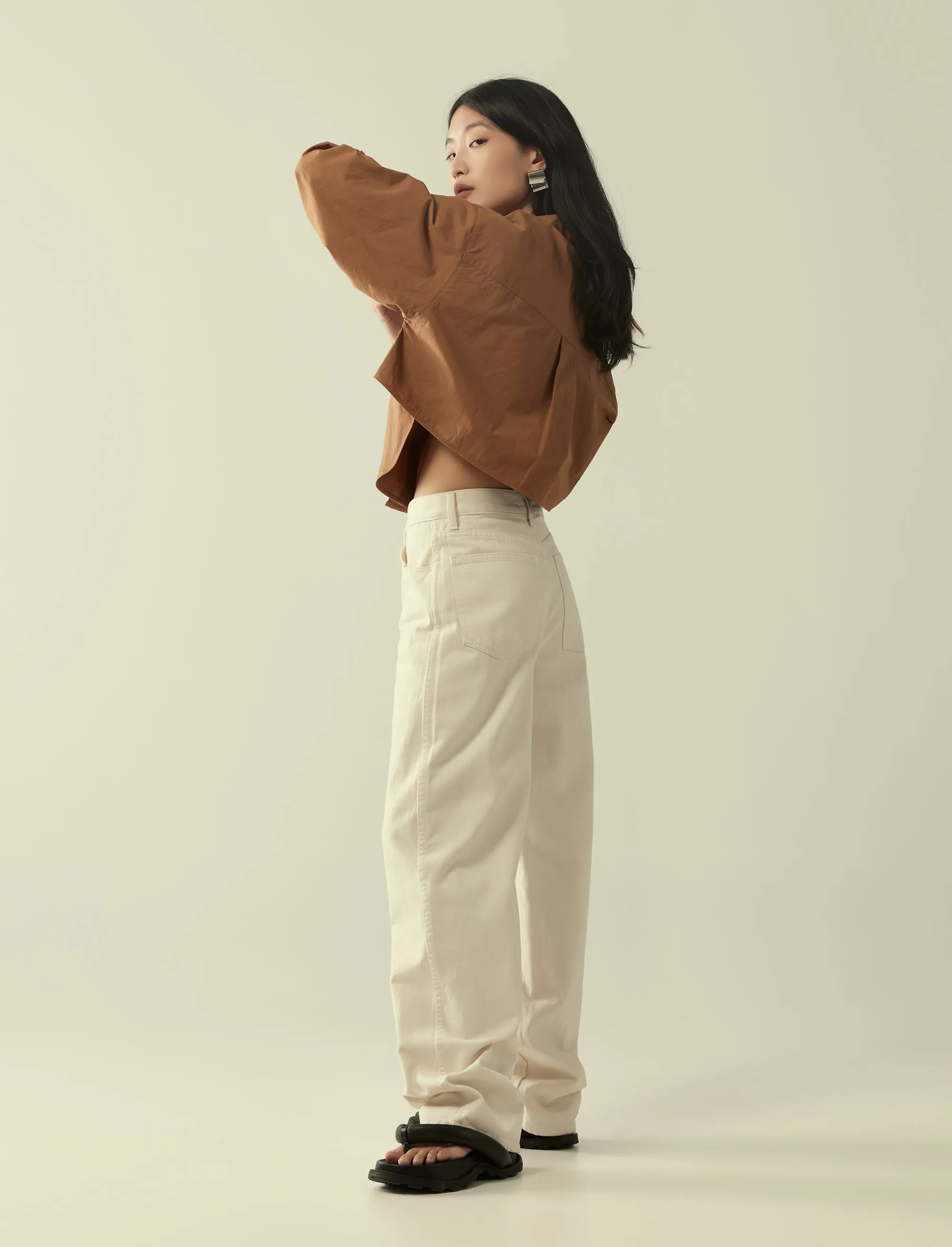cropped oversized cotton shirt