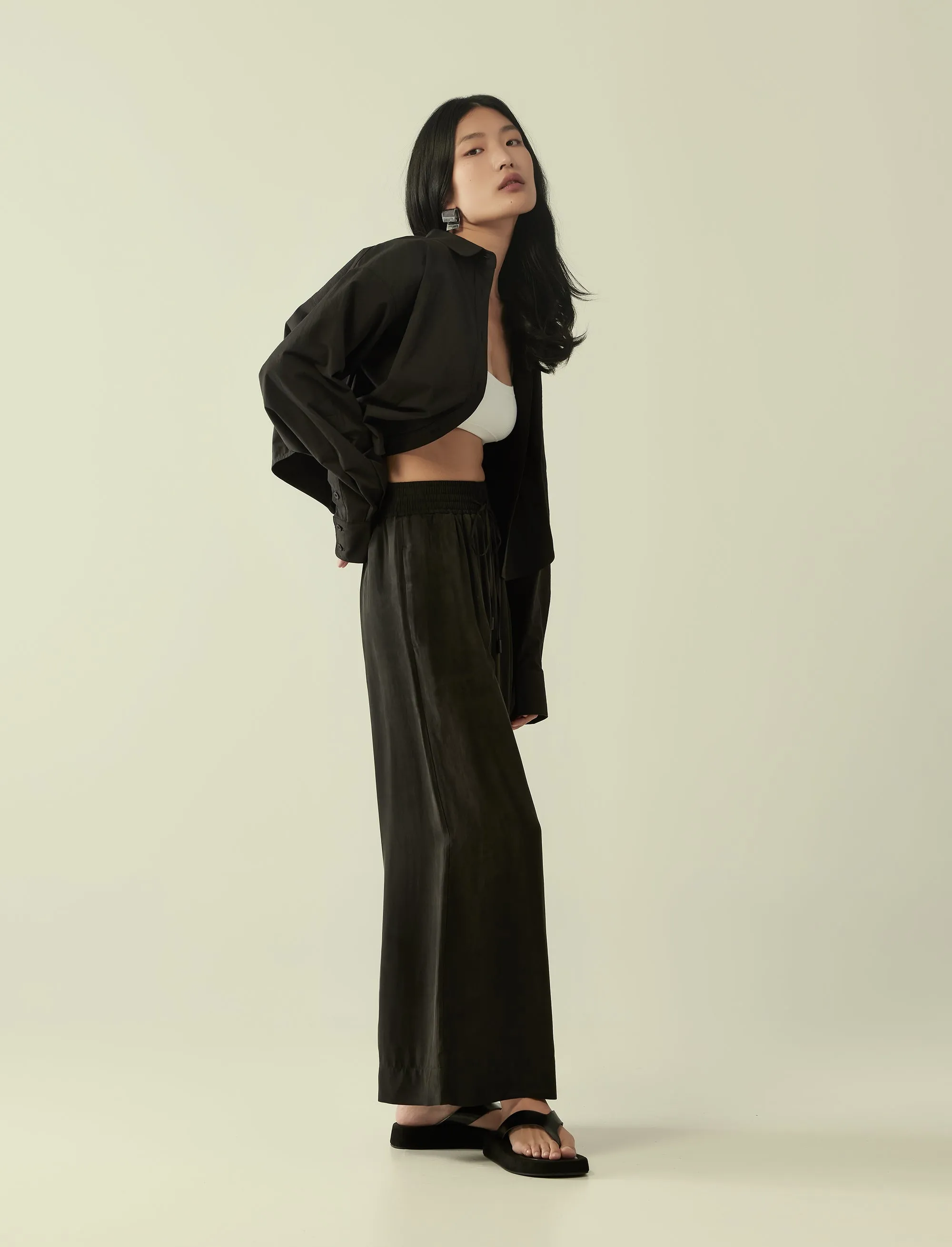 cropped oversized cotton shirt