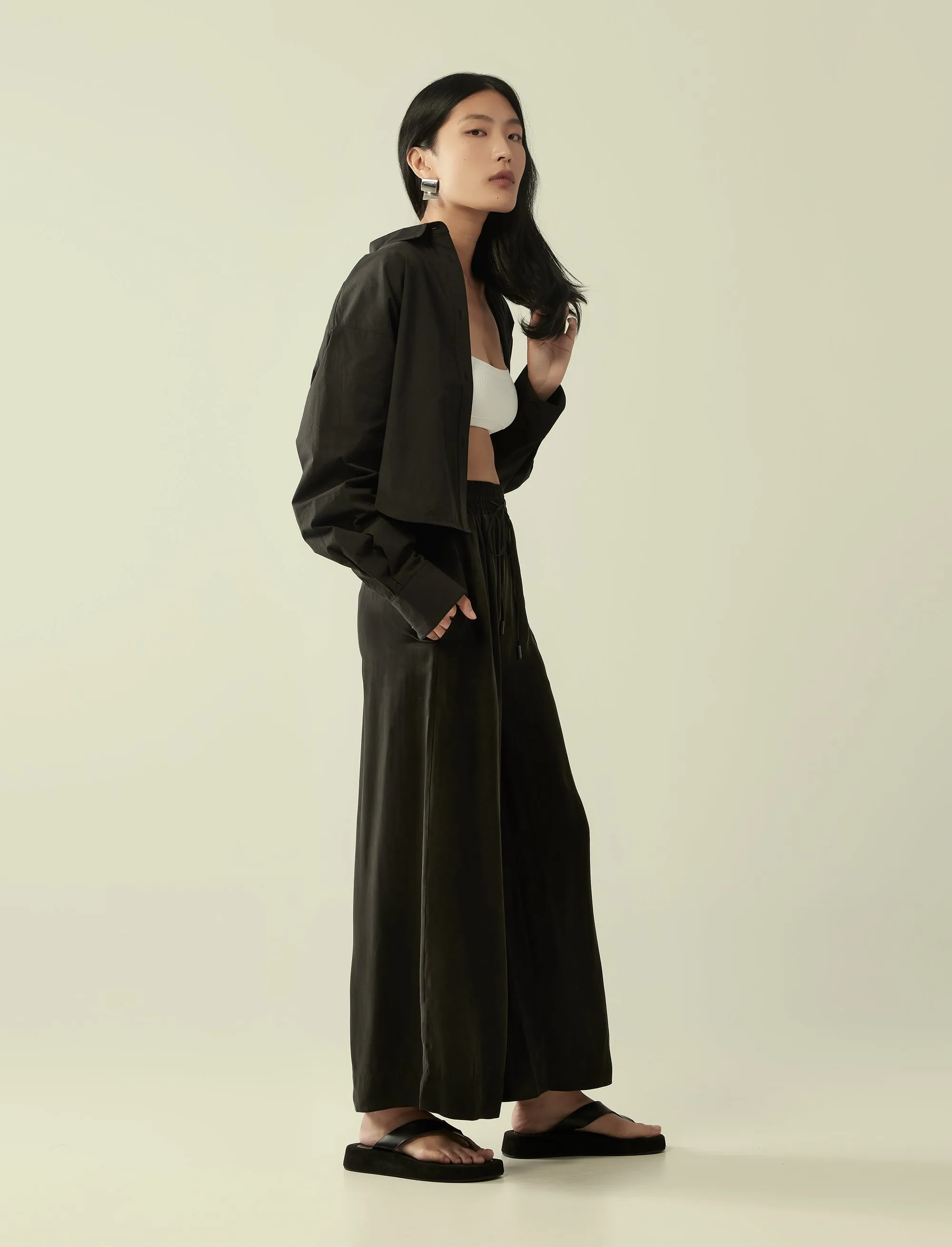 cropped oversized cotton shirt
