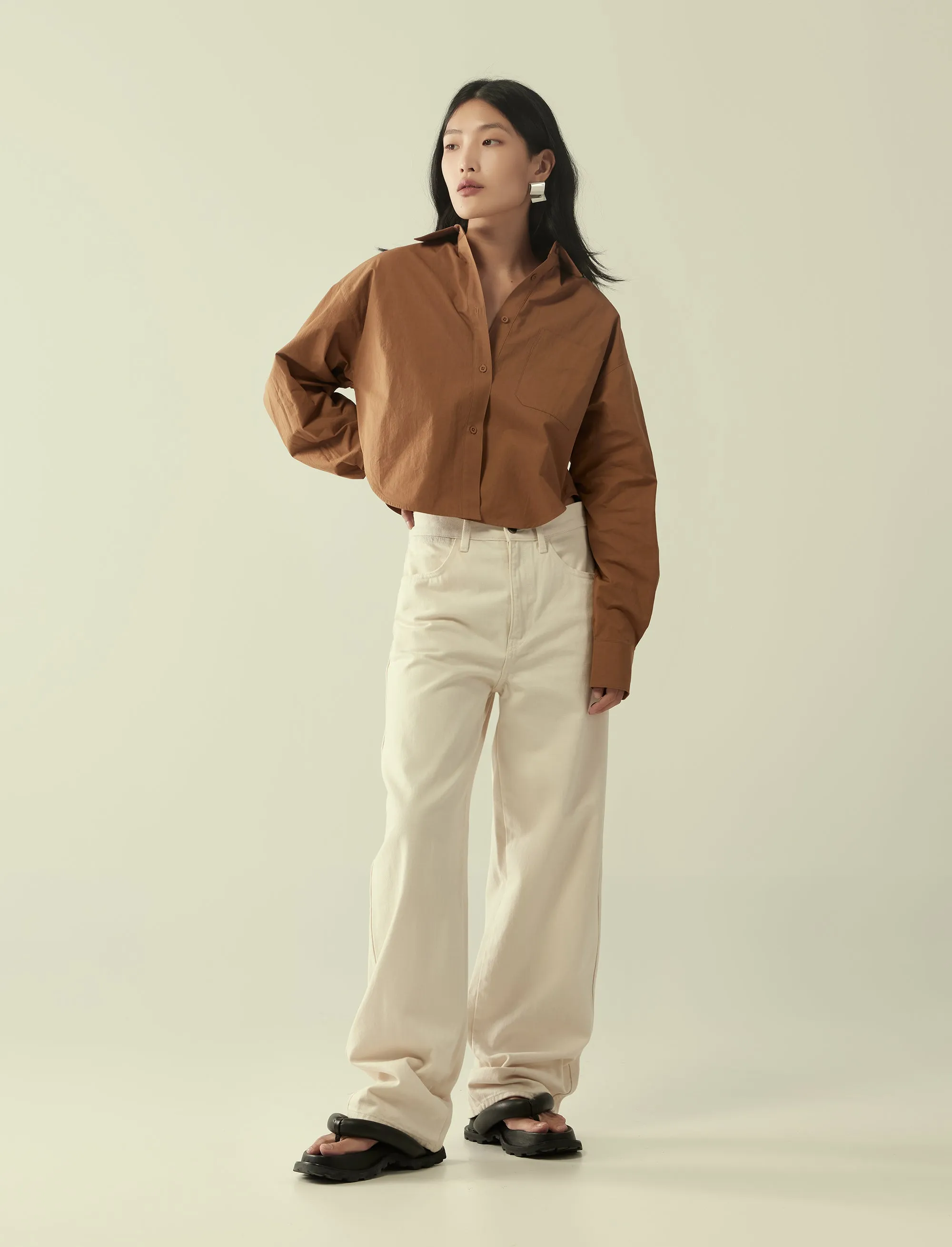 cropped oversized cotton shirt