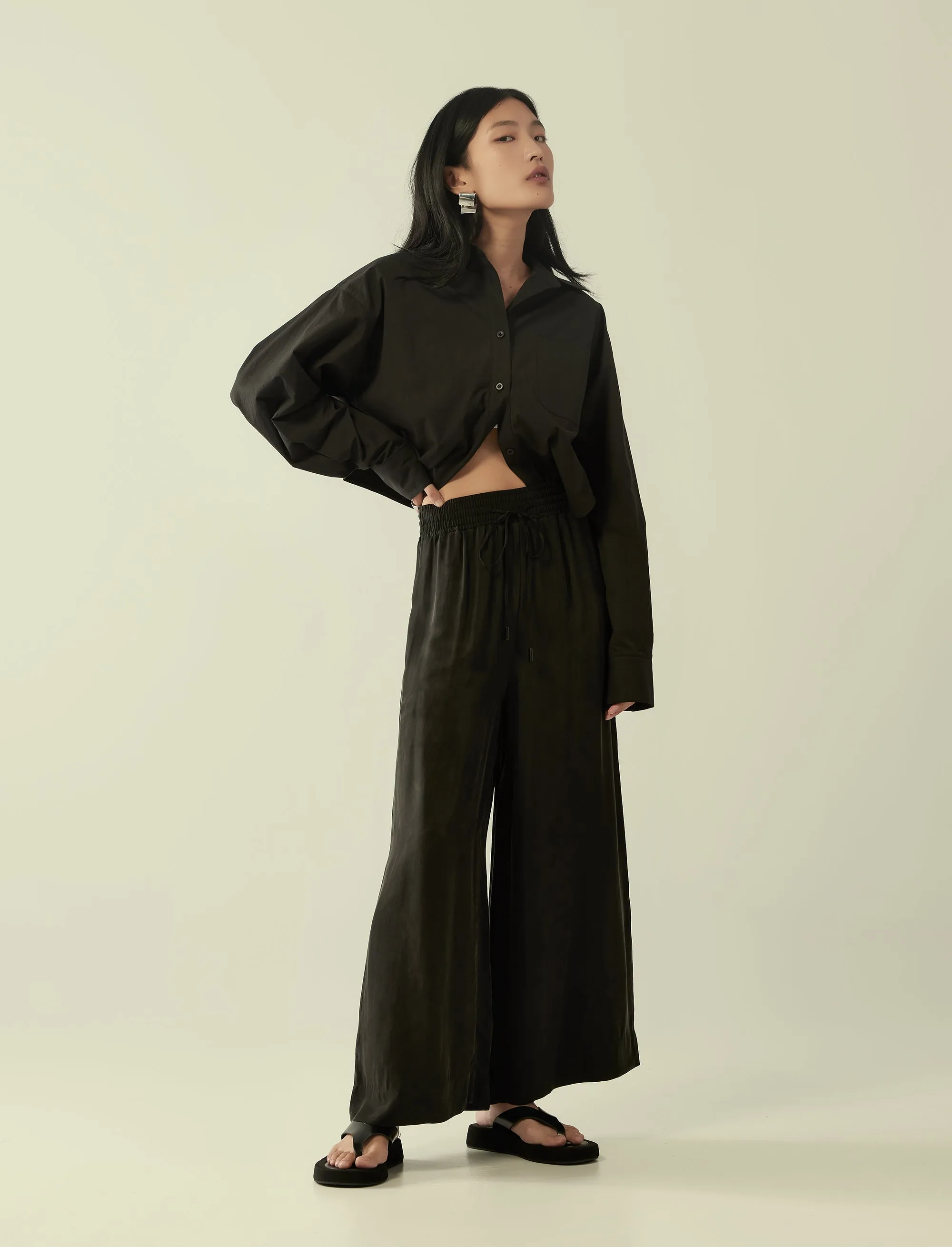 cropped oversized cotton shirt