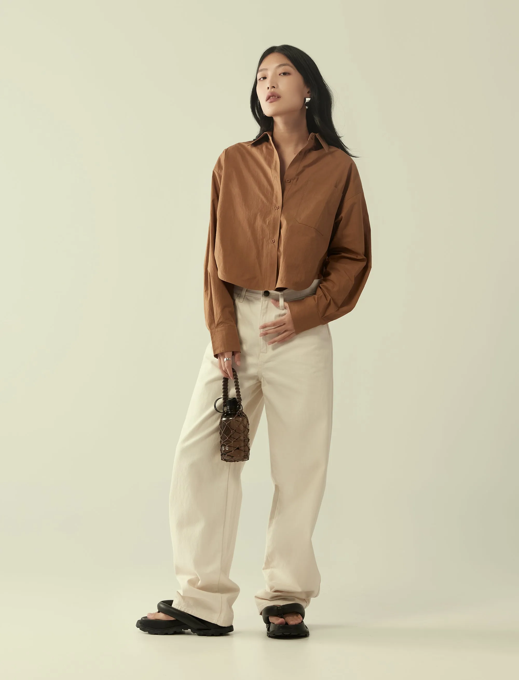 cropped oversized cotton shirt