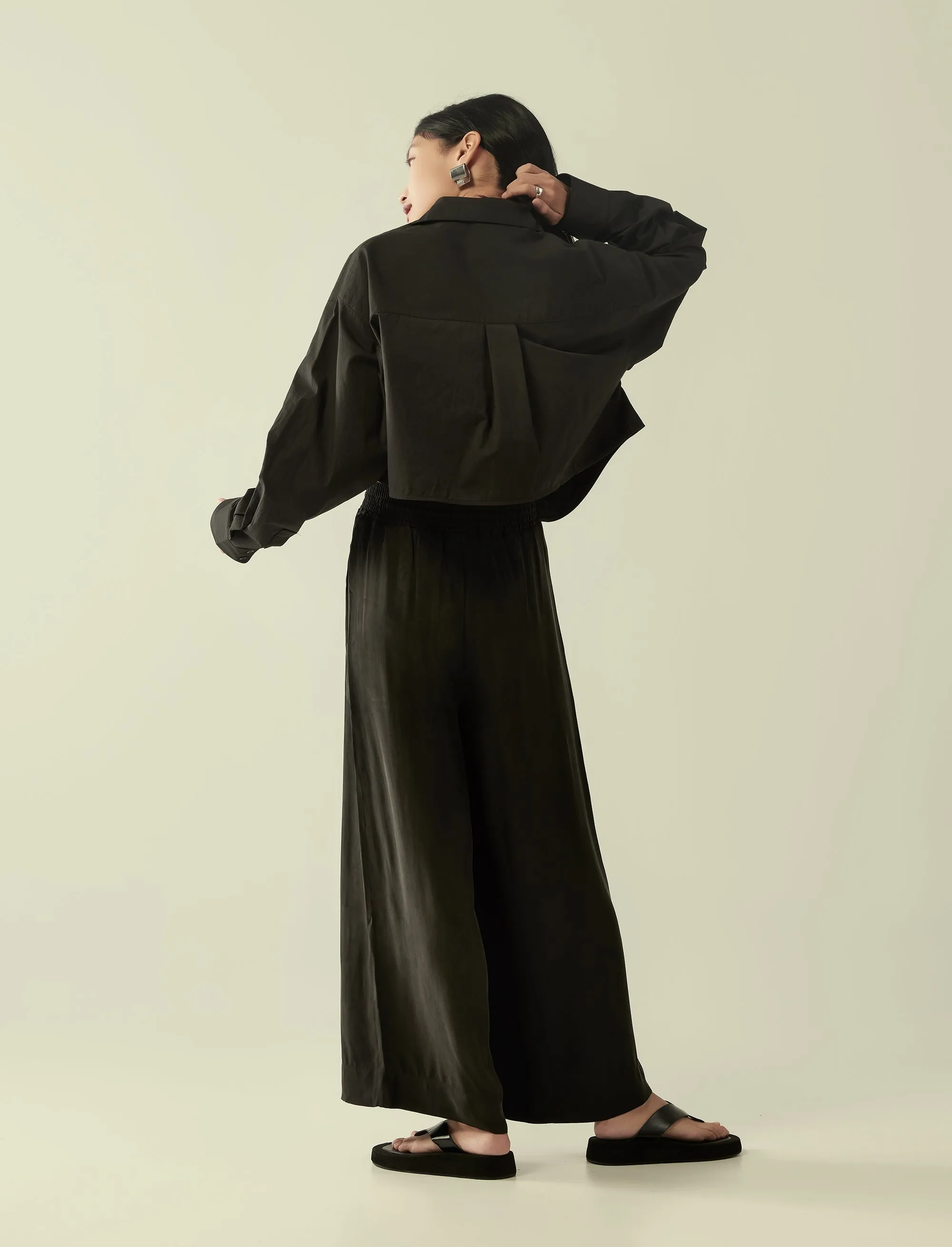 cropped oversized cotton shirt
