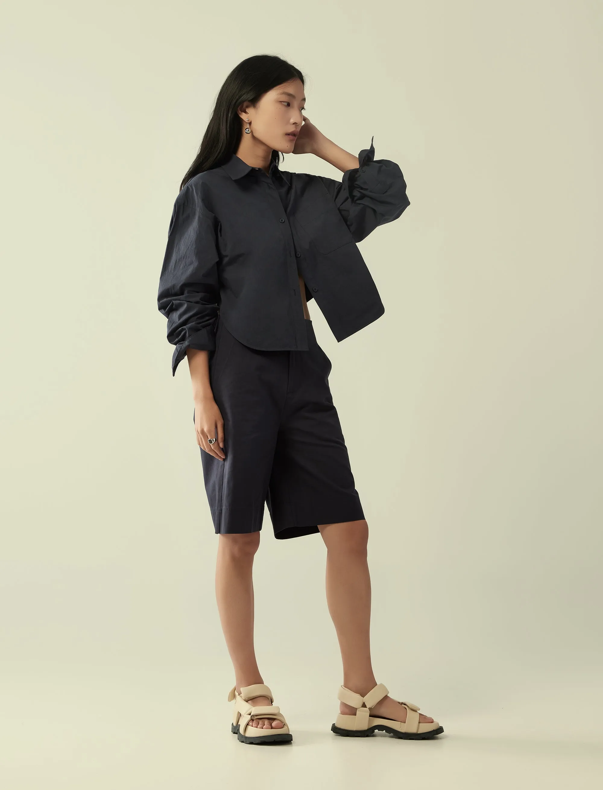 cropped oversized cotton shirt