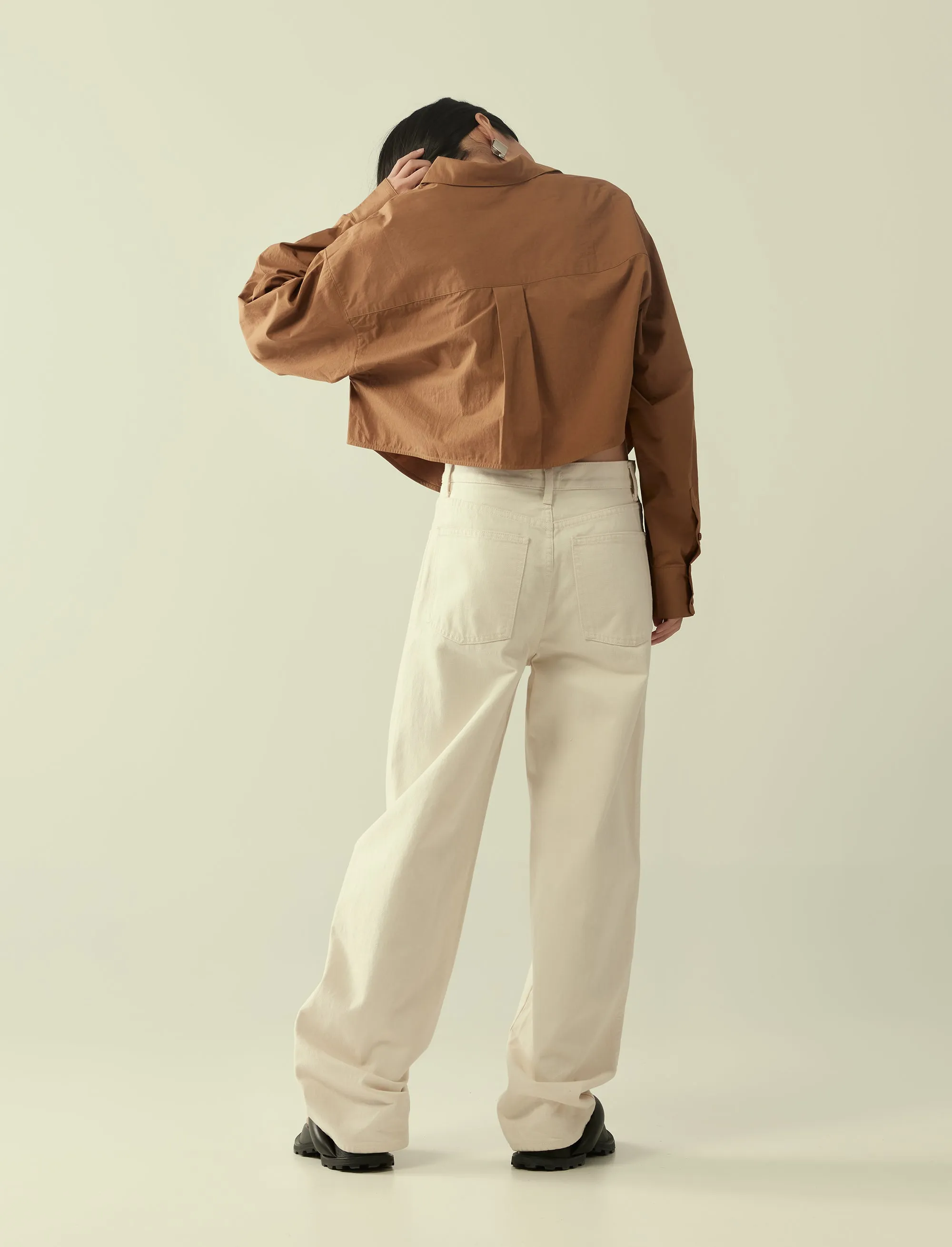 cropped oversized cotton shirt