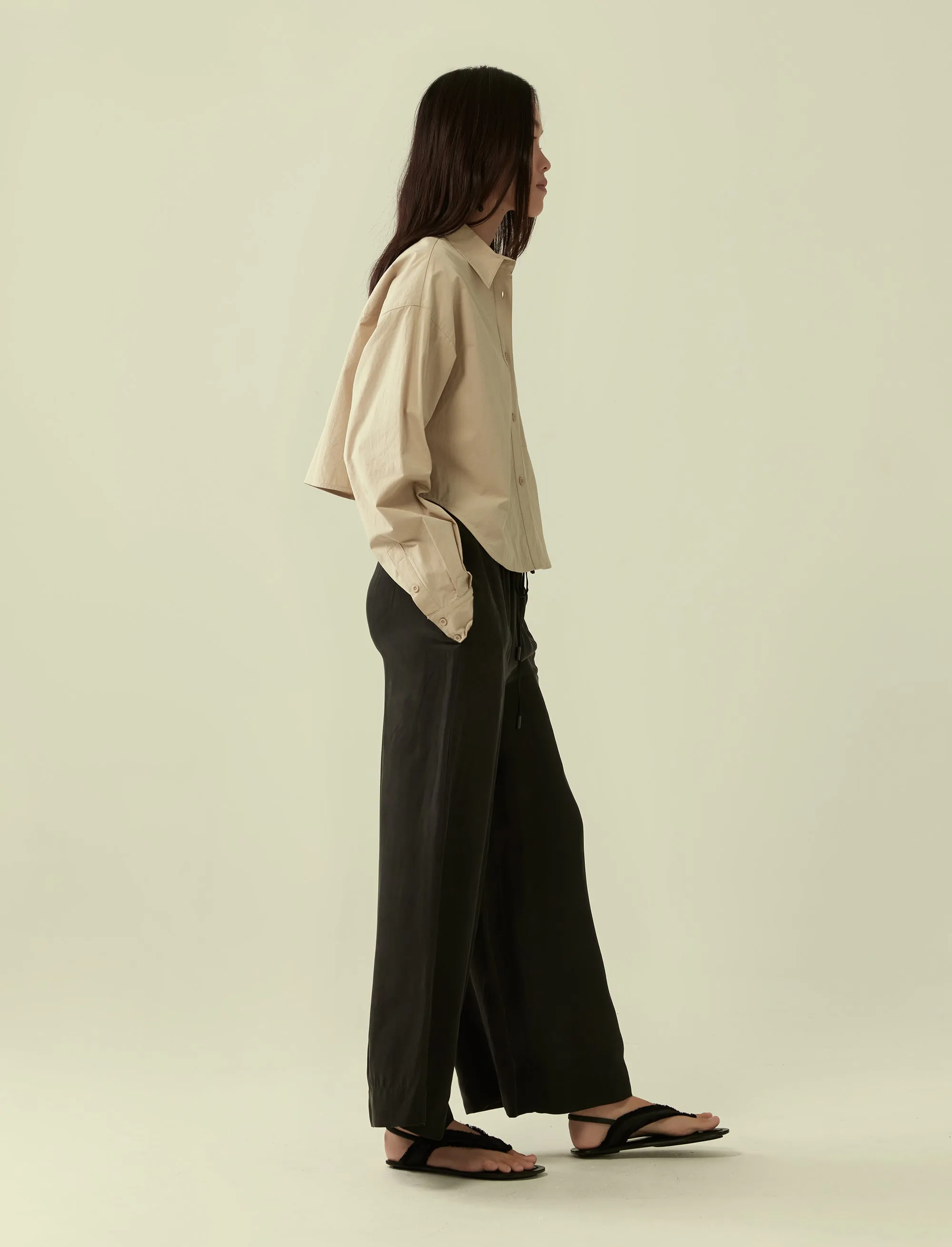 cropped oversized cotton shirt