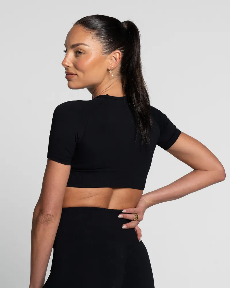 Cropped Seamless Tee - Onyx