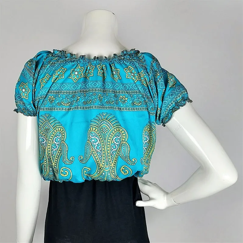 Cropped summer top in vintage saree fabrics for girls & young ladies