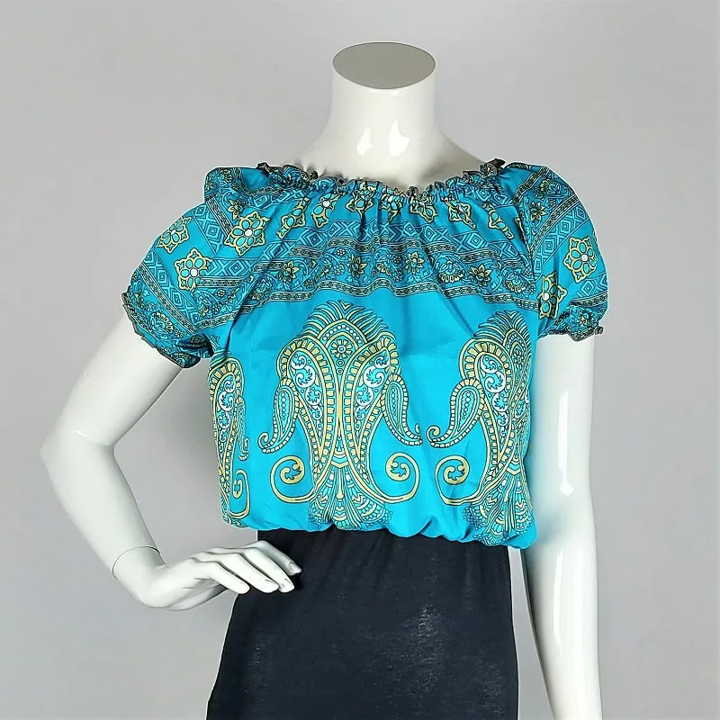 Cropped summer top in vintage saree fabrics for girls & young ladies