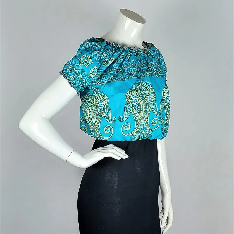 Cropped summer top in vintage saree fabrics for girls & young ladies