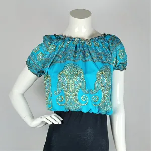 Cropped summer top in vintage saree fabrics for girls & young ladies