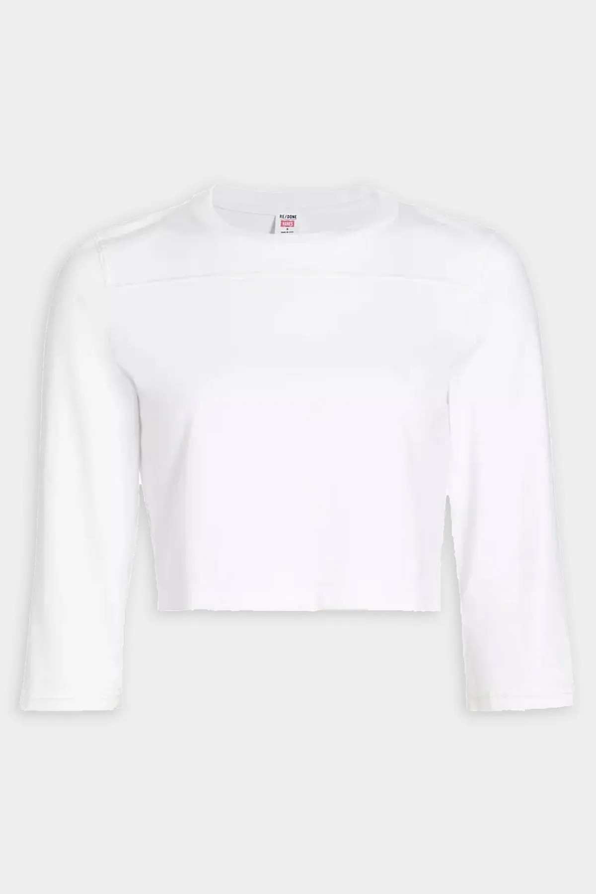 Cropped Varsity Long Sleeve Tee in Optic White