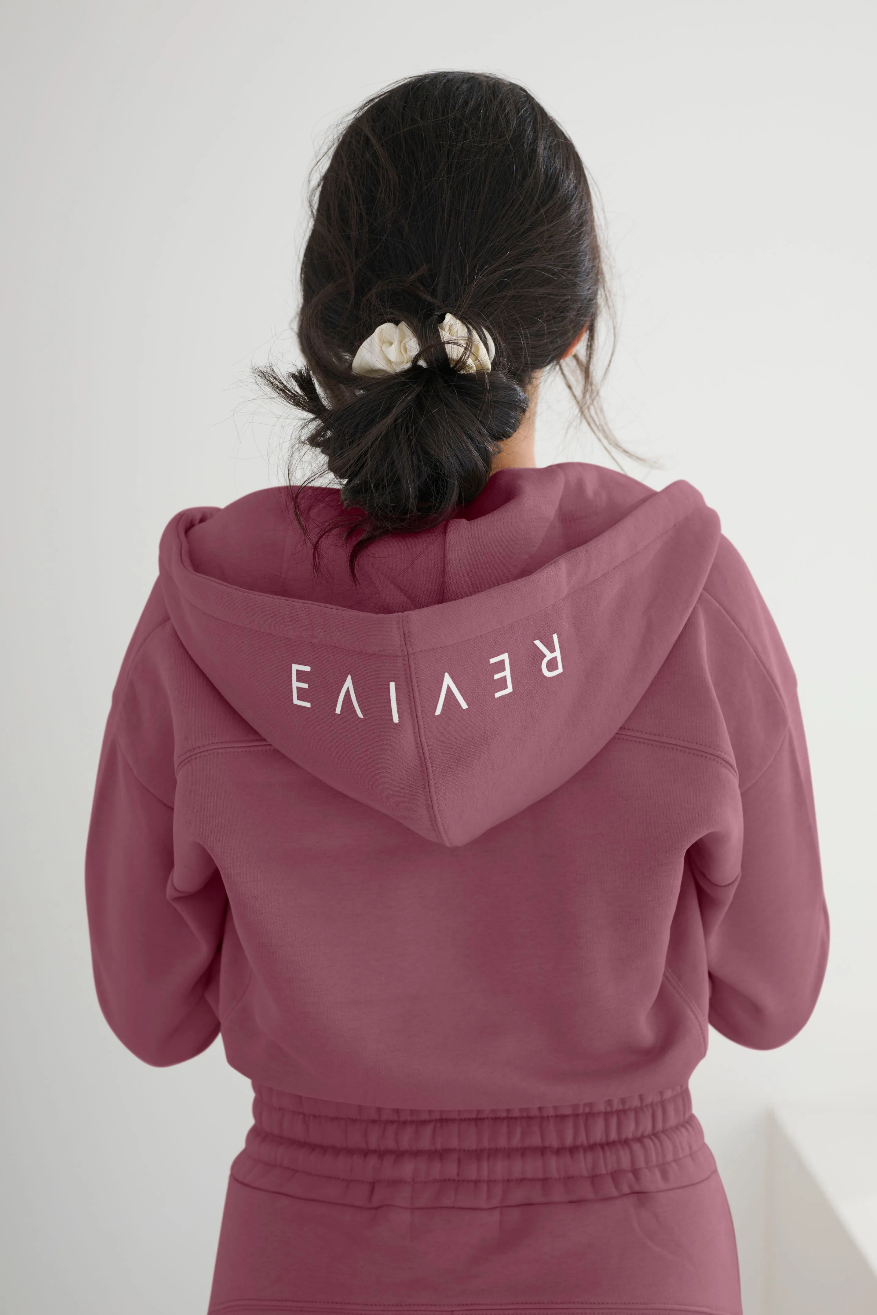 Cropped Zip Hoodie Mauve