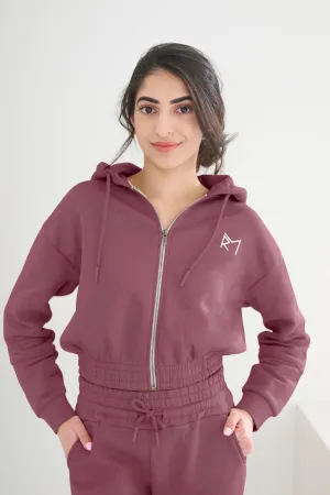 Cropped Zip Hoodie Mauve