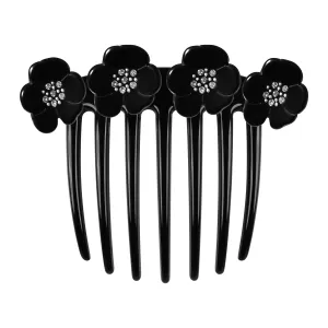 Crystal Camellia Black French Twist Comb