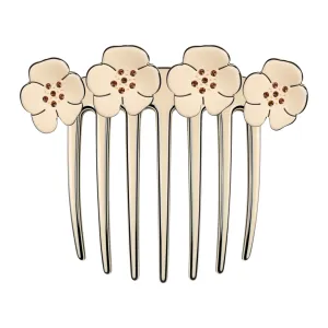 Crystal Camellia Ivory French Twist Comb
