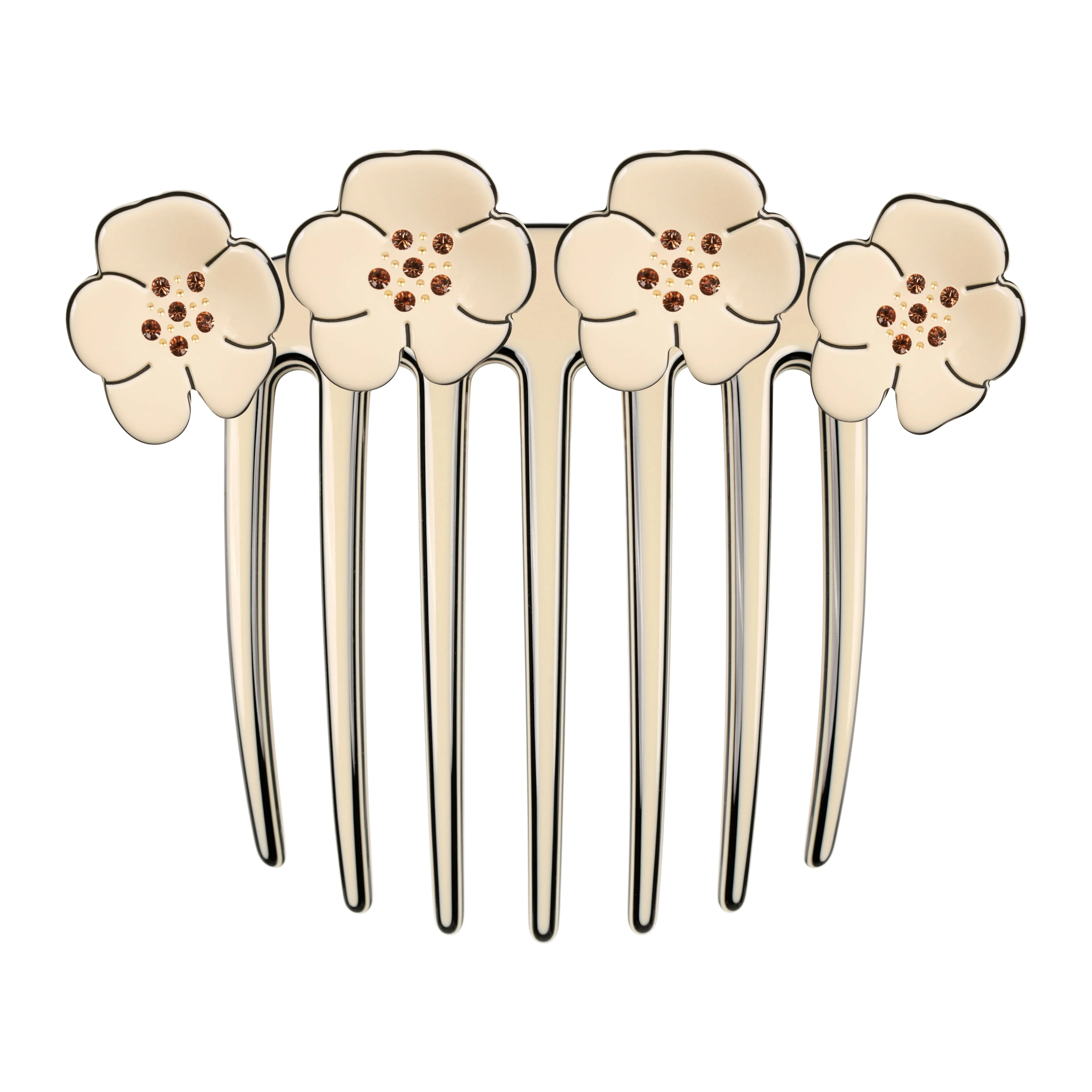 Crystal Camellia Ivory French Twist Comb