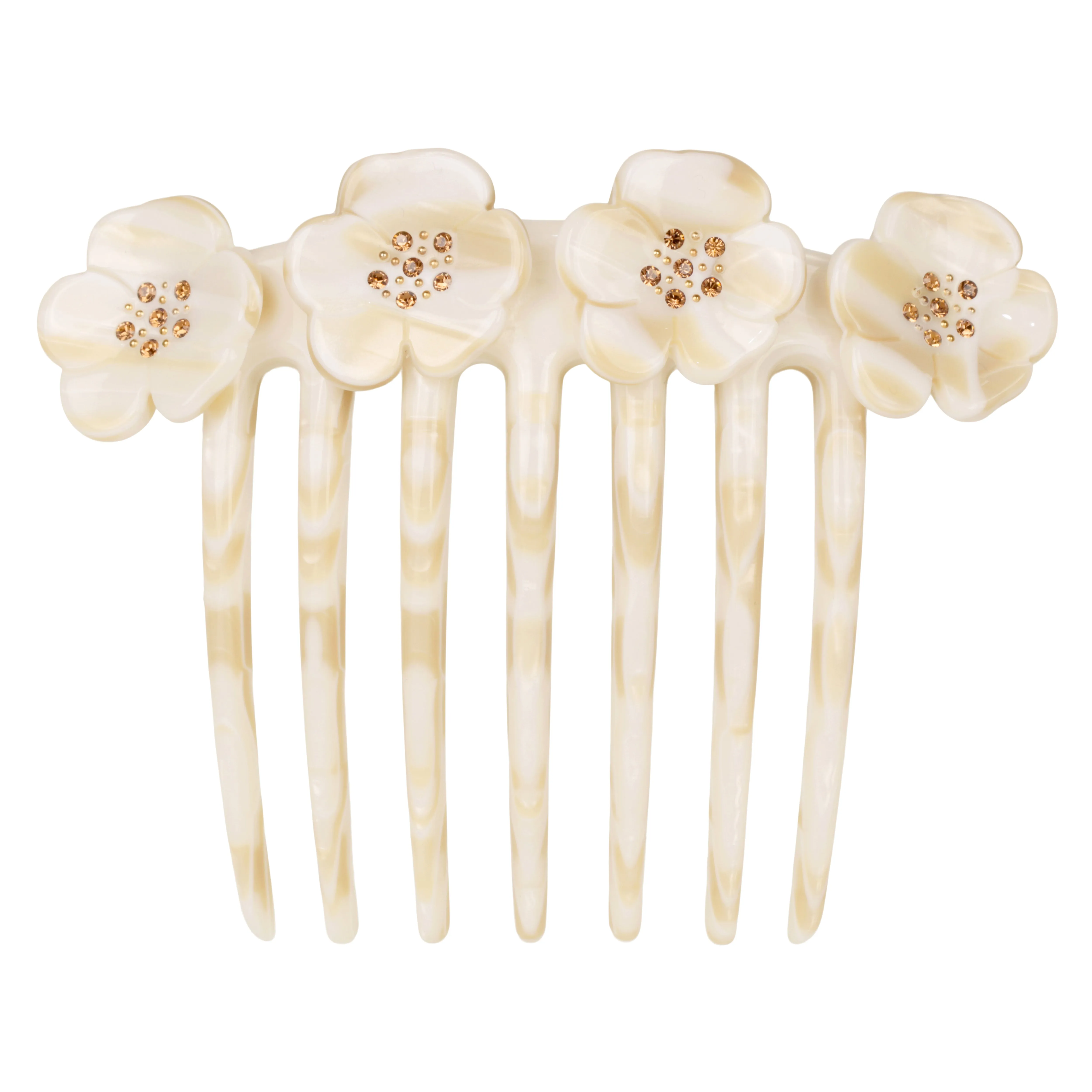Crystal Camellia White Alba French Twist Comb