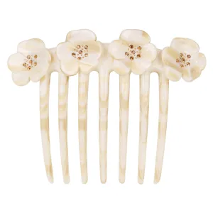 Crystal Camellia White Alba French Twist Comb