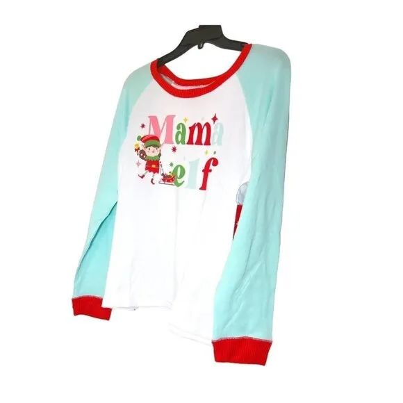 Cuddl Duds Womens Multi Striped Sweater Knit Mama Elf Pajamas 2 Pc Set Sz M New