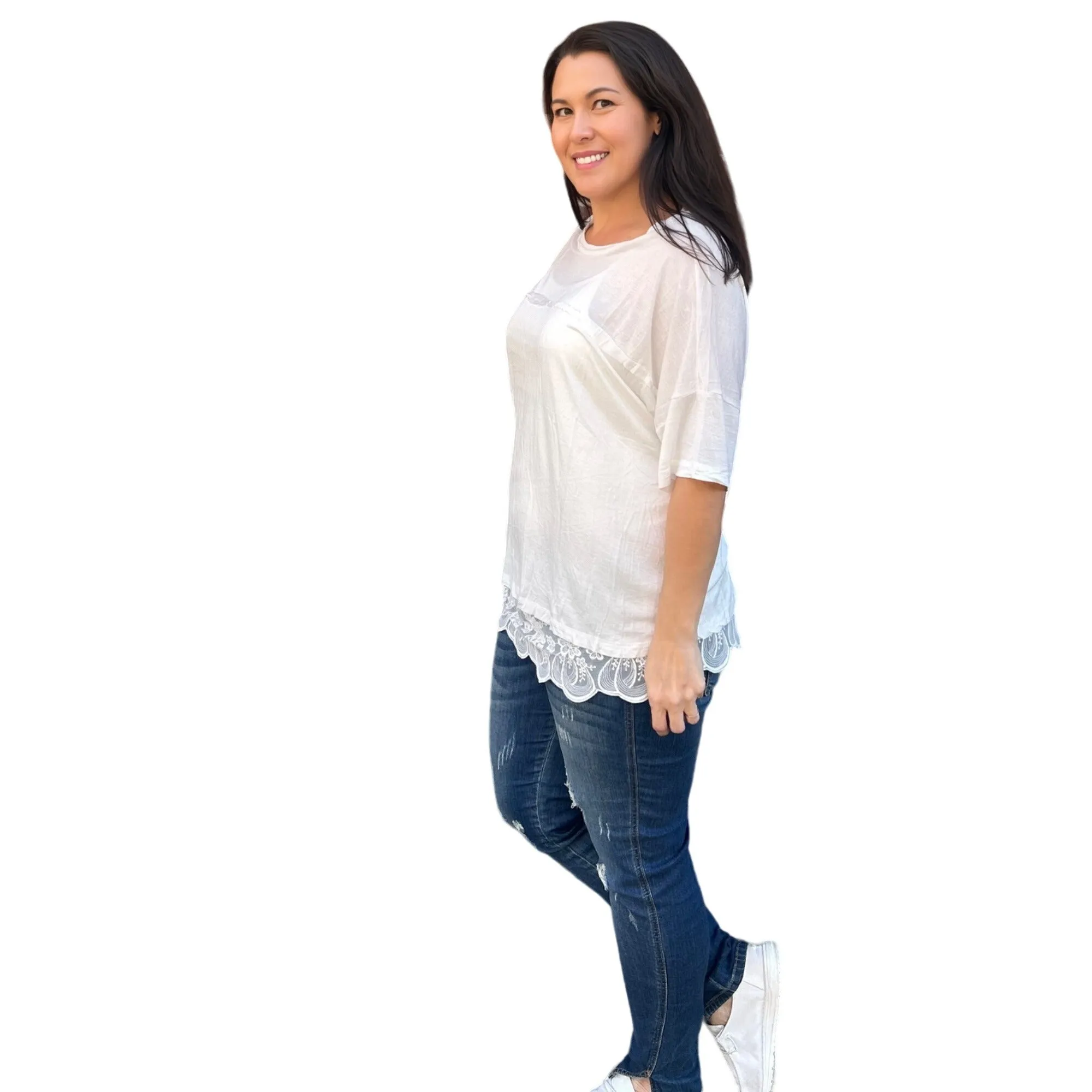 Culture Code Royal Blue Exposed Seam Short Sleeve Boxy Top CAY1646
