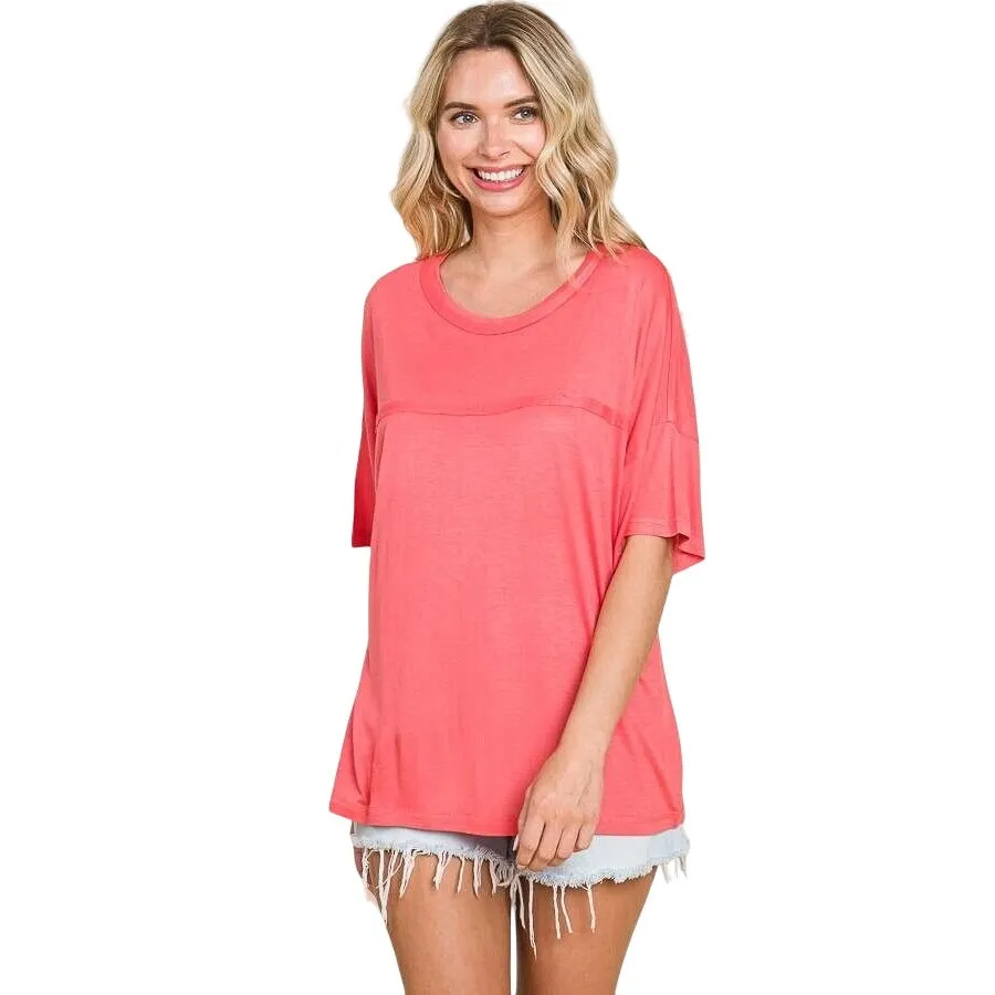 Culture Code Royal Blue Exposed Seam Short Sleeve Boxy Top CAY1646