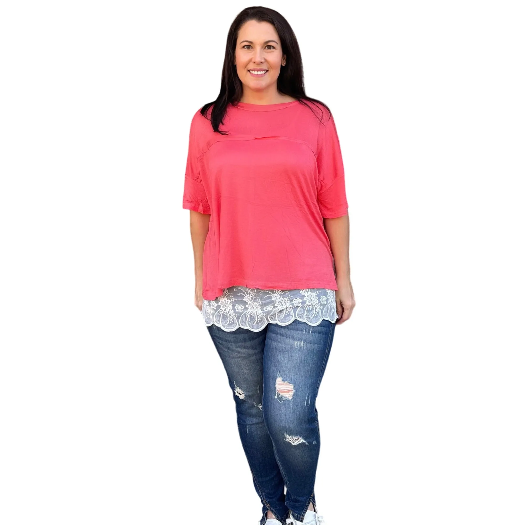 Culture Code Royal Blue Exposed Seam Short Sleeve Boxy Top CAY1646