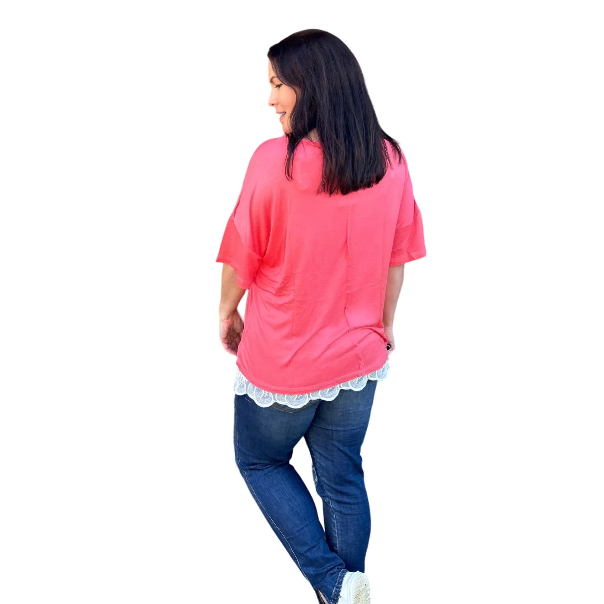 Culture Code Royal Blue Exposed Seam Short Sleeve Boxy Top CAY1646
