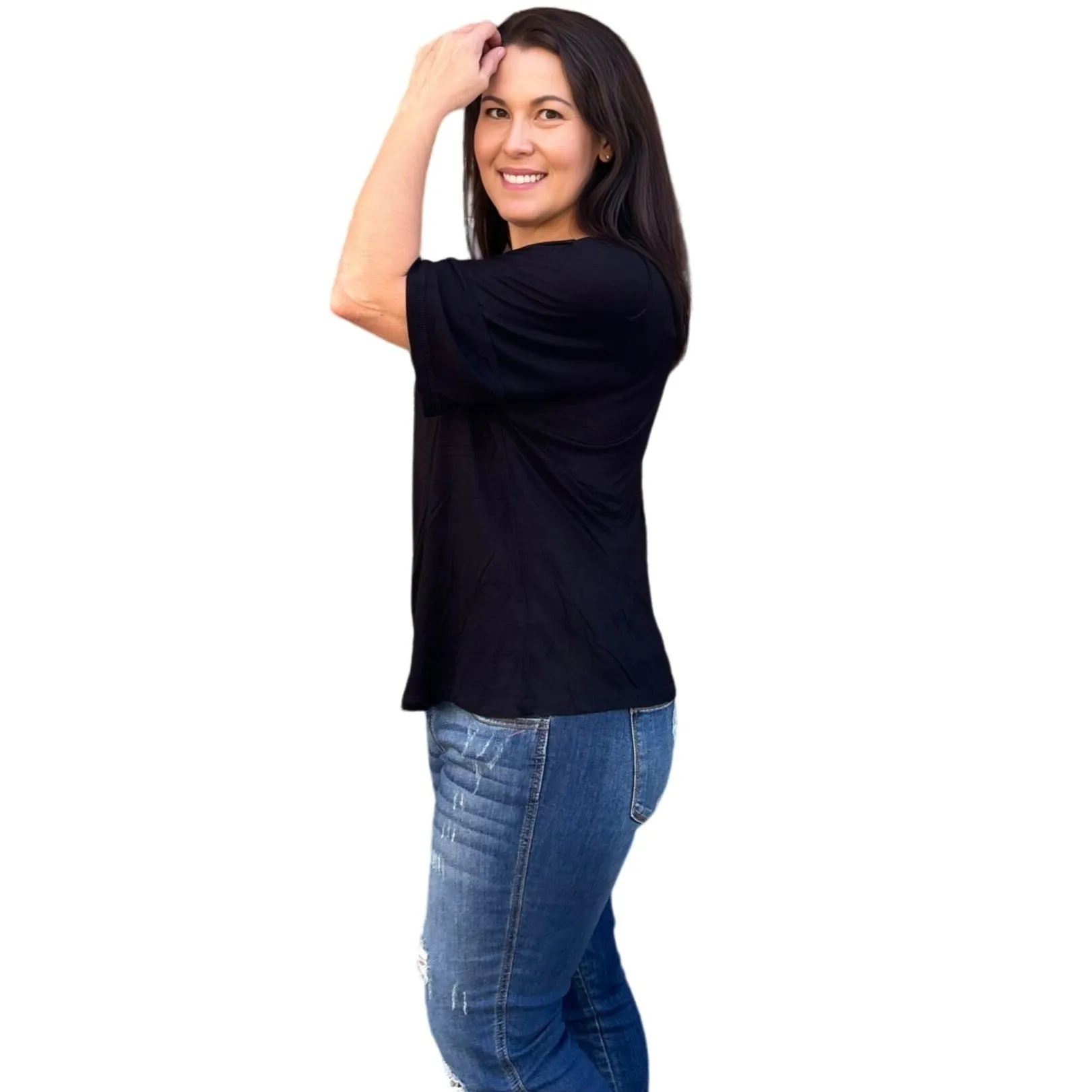 Culture Code Royal Blue Exposed Seam Short Sleeve Boxy Top CAY1646