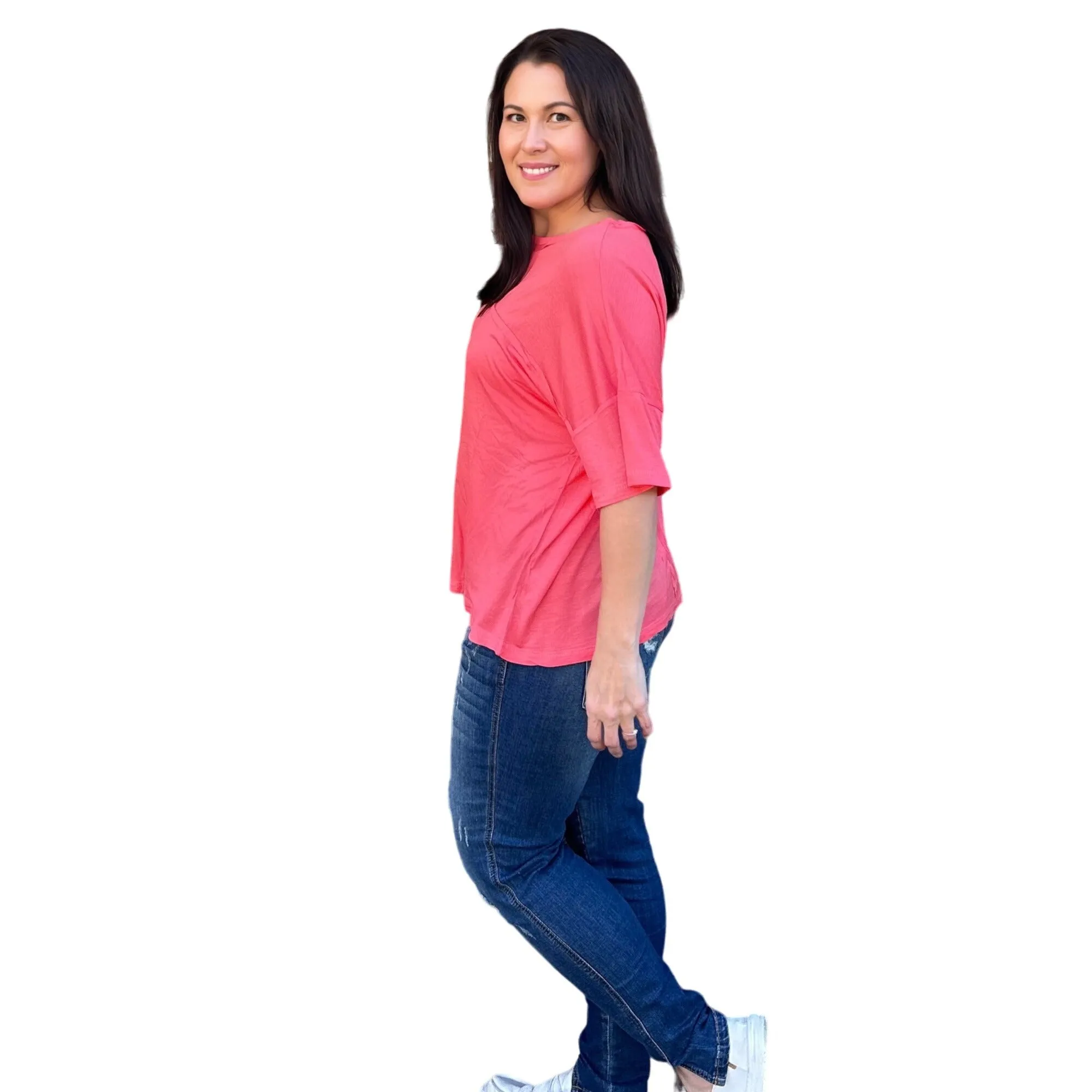Culture Code Royal Blue Exposed Seam Short Sleeve Boxy Top CAY1646