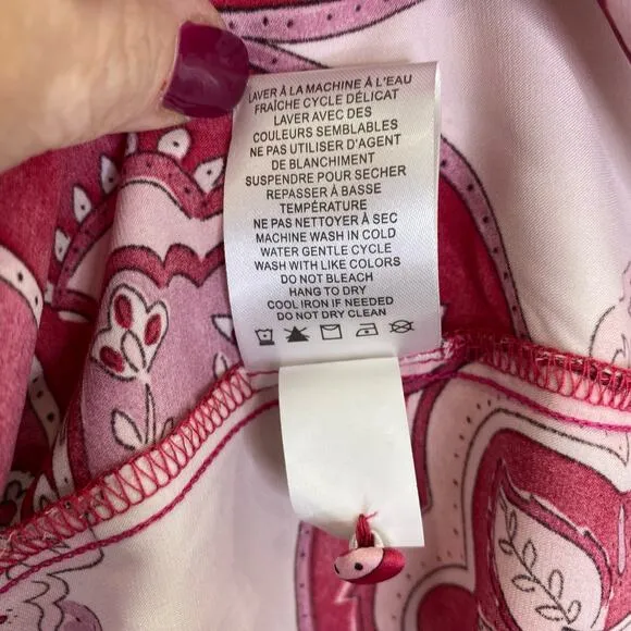 Cupcakes and Cashmere Pajama Set Womens Sz XS / S Pink Paisley Print Satin NWT
