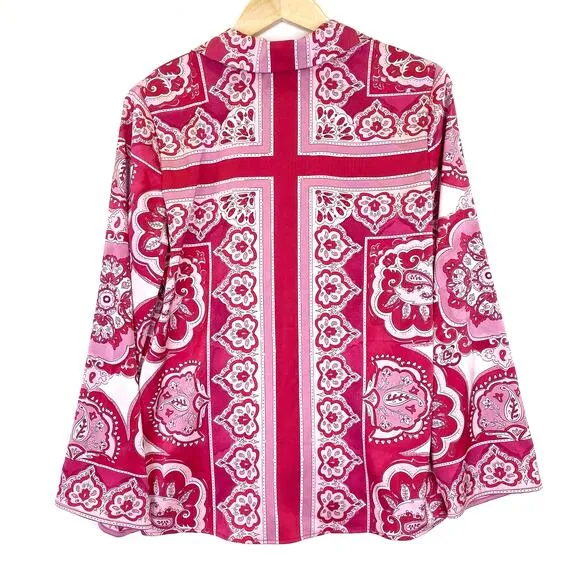Cupcakes and Cashmere Pajama Set Womens Sz XS / S Pink Paisley Print Satin NWT