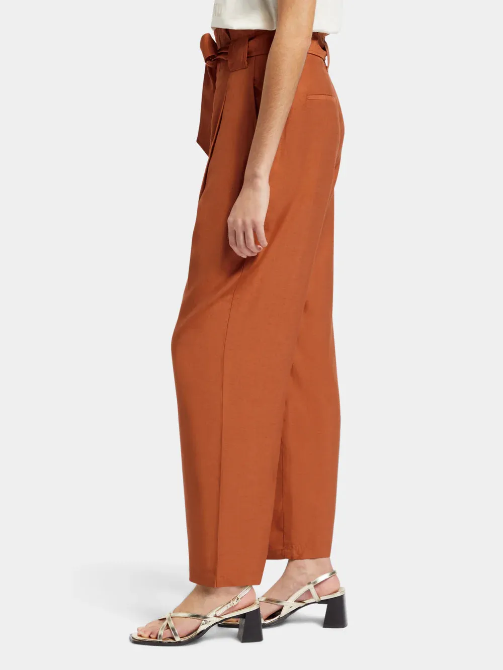 Daisy High-Rise Paper Bag Pants - Terracotta 177350