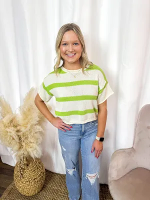 Dani- Boxy Silhouette Stripe Lightweight Sweater Top